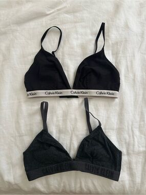 Calvin Klein Black Triangle Bralettes — two Pack